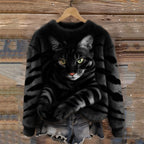 Luna - Gemütlicher Plüschpullover mit Tiger- und Tabby-Katzen-Muster